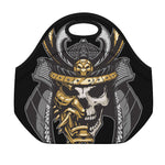 Black Samurai Skull Print Neoprene Lunch Bag