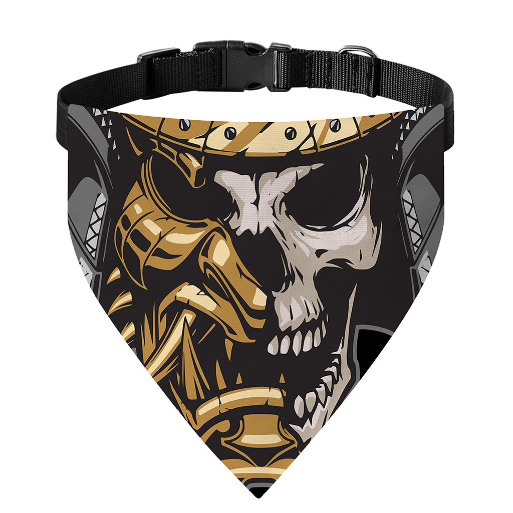 Black Samurai Skull Print Over The Collar Dog Bandana