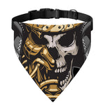 Black Samurai Skull Print Over The Collar Dog Bandana