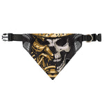 Black Samurai Skull Print Over The Collar Dog Bandana