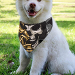 Black Samurai Skull Print Over The Collar Dog Bandana