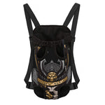 Black Samurai Skull Print Pet Carrier Backpack