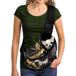 Black Samurai Skull Print Pet Sling Carrier