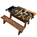 Black Samurai Skull Print Picnic Table Cover
