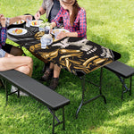 Black Samurai Skull Print Picnic Table Cover