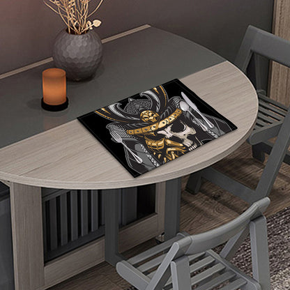 Black Samurai Skull Print Placemat