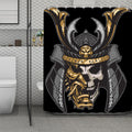 Black Samurai Skull Print Polyester Shower Curtain