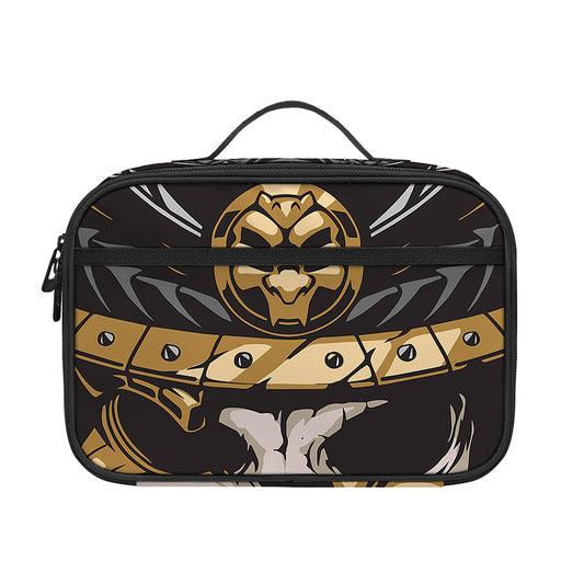 Black Samurai Skull Print Portable Lunch Bag