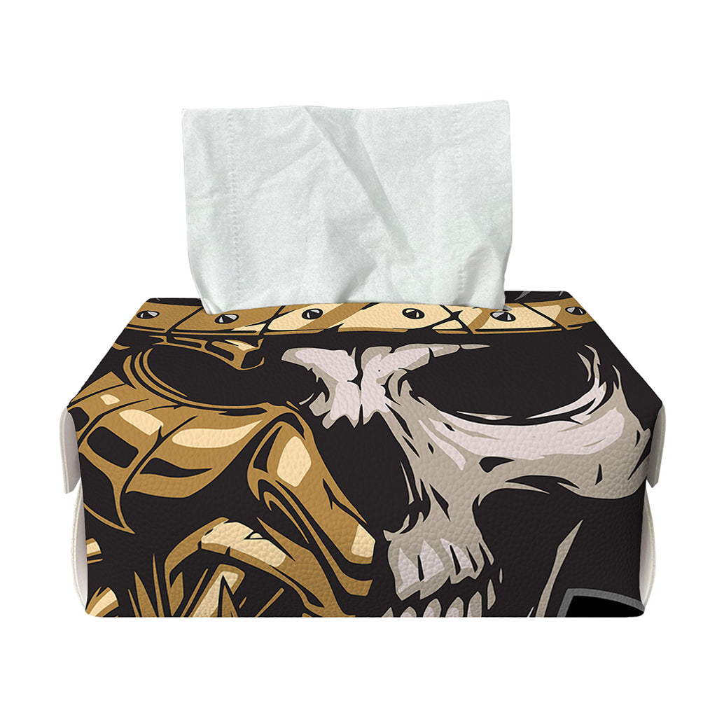 Black Samurai Skull Print Rectangle Tissue Box Cover