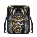 Black Samurai Skull Print Rectangular Crossbody Bag