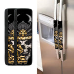 Black Samurai Skull Print Refrigerator Handle Covers