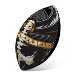 Black Samurai Skull Print Rugby Ball