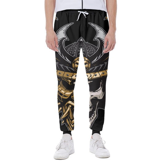 Black Samurai Skull Print Scuba Joggers
