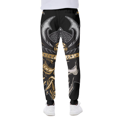 Black Samurai Skull Print Scuba Joggers