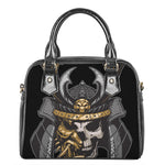 Black Samurai Skull Print Shoulder Handbag