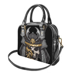 Black Samurai Skull Print Shoulder Handbag