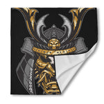 Black Samurai Skull Print Silk Bandana