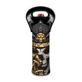 Black Samurai Skull Print Single Neoprene Wine Tote