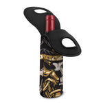 Black Samurai Skull Print Single Neoprene Wine Tote