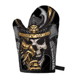 Black Samurai Skull Print Single Oven Mitt
