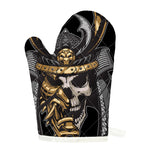 Black Samurai Skull Print Single Oven Mitt