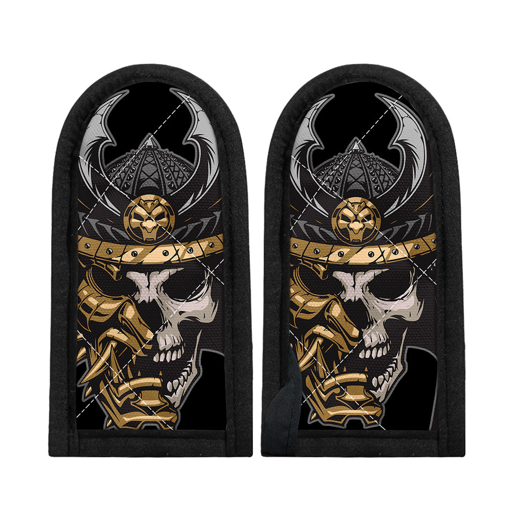 Black Samurai Skull Print Skillet Handle Cover