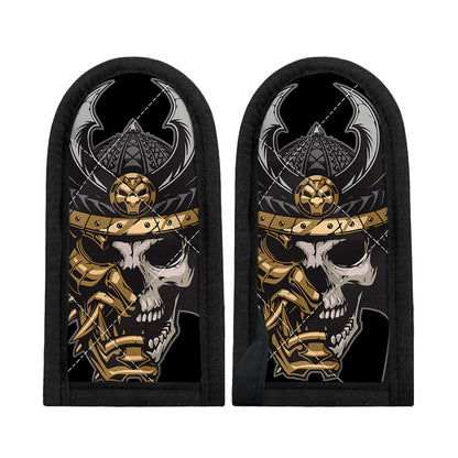Black Samurai Skull Print Skillet Handle Cover