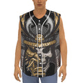 Black Samurai Skull Print Sleeveless Baseball Jersey