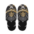 Black Samurai Skull Print Slippers