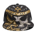 Black Samurai Skull Print Snapback Cap