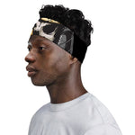 Black Samurai Skull Print Sports Headband