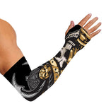 Black Samurai Skull Print Sun Protection Arm Sleeves