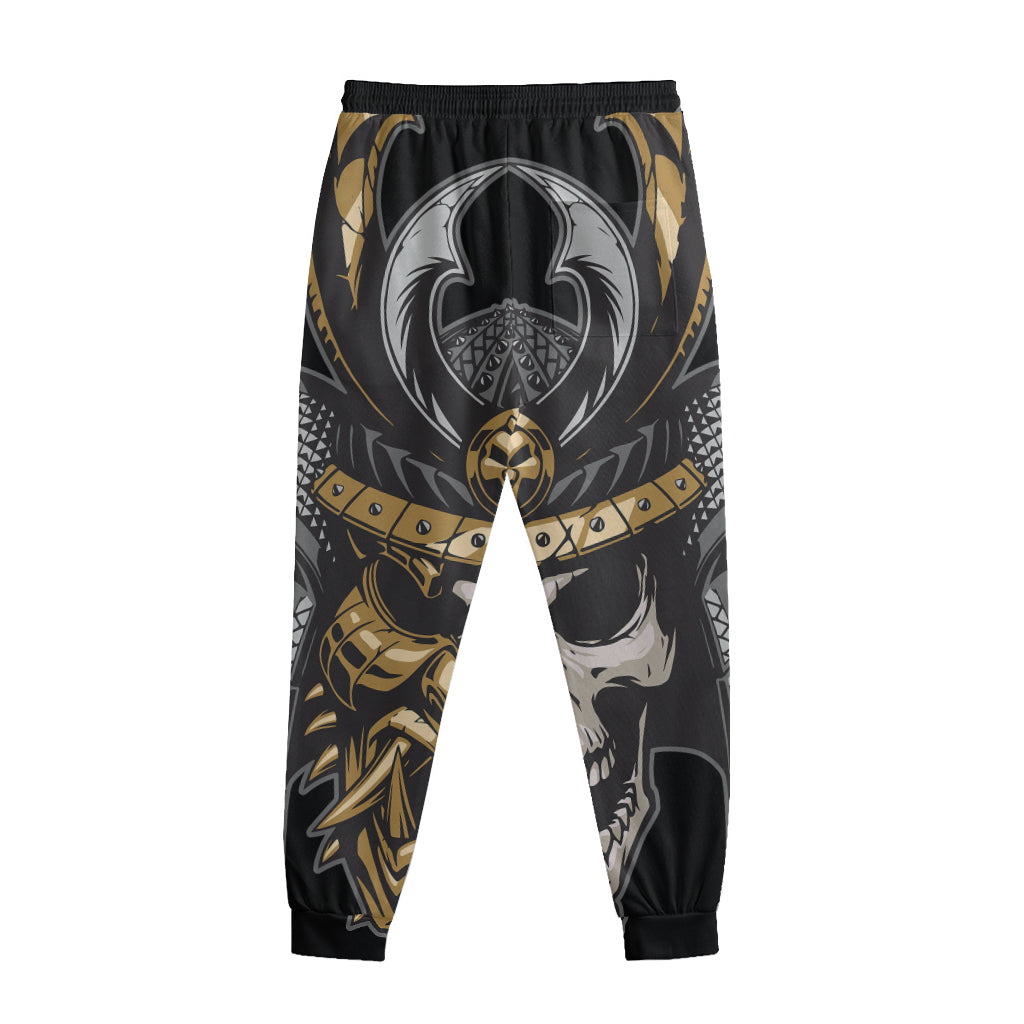 Black Samurai Skull Print Sweatpants