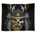 Black Samurai Skull Print Tapestry