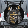 Black Samurai Skull Print Tire Cover