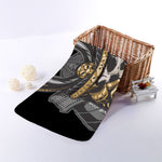 Black Samurai Skull Print Towel