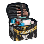 Black Samurai Skull Print Travel Makeup Bag
