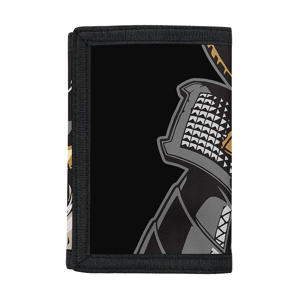 Black Samurai Skull Print Trifold Wallet