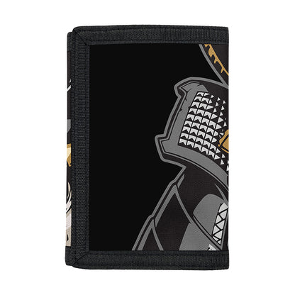 Black Samurai Skull Print Trifold Wallet