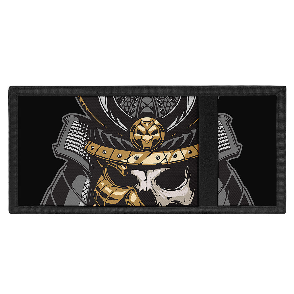 Black Samurai Skull Print Trifold Wallet
