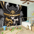 Black Samurai Skull Print Wall Sticker