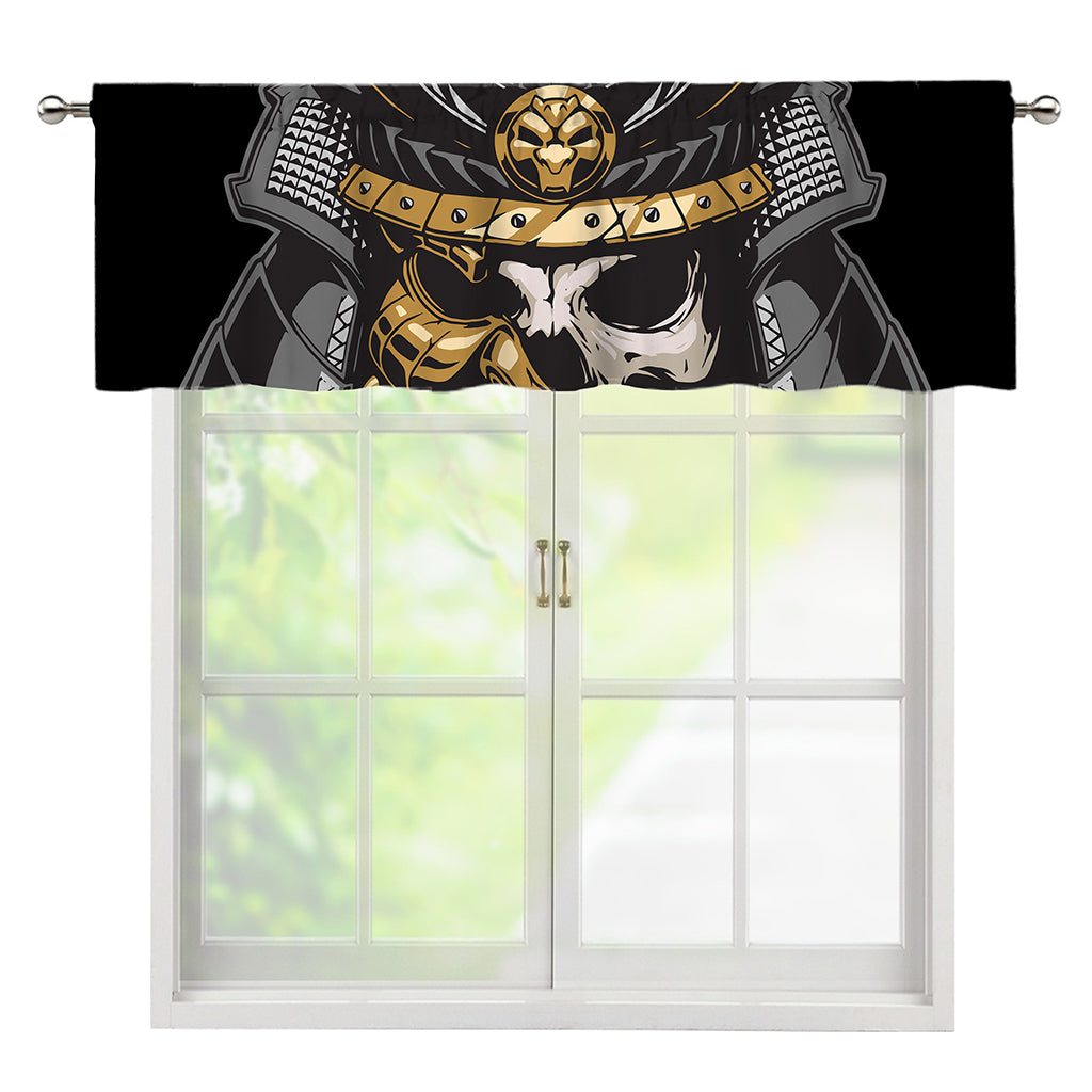 Black Samurai Skull Print Window Valance