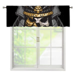 Black Samurai Skull Print Window Valance