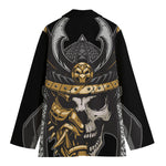 Black Samurai Skull Print Women's Blazer