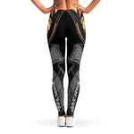 Black Samurai Skull Print Women's Leggings