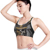 Black Samurai Skull Print Women's Sports Bra