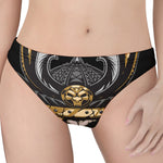 Black Samurai Skull Print Women's Thong