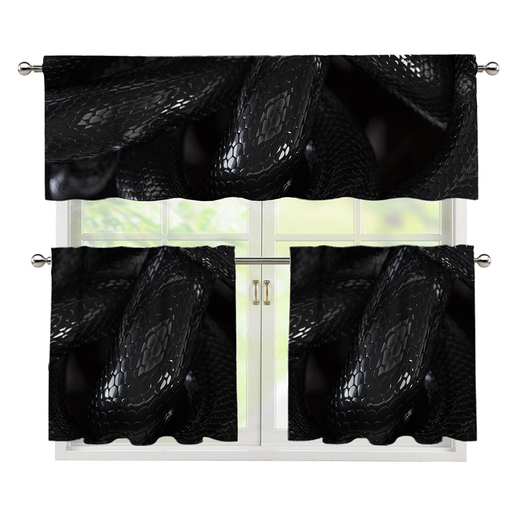 Black Snake Print 3 Piece Kitchen Curtains