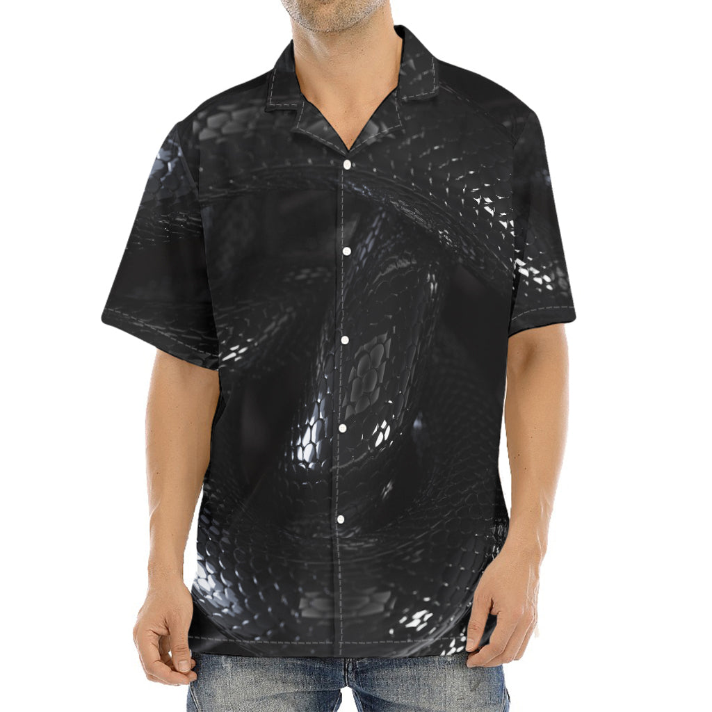 Black Snake Print Aloha Shirt