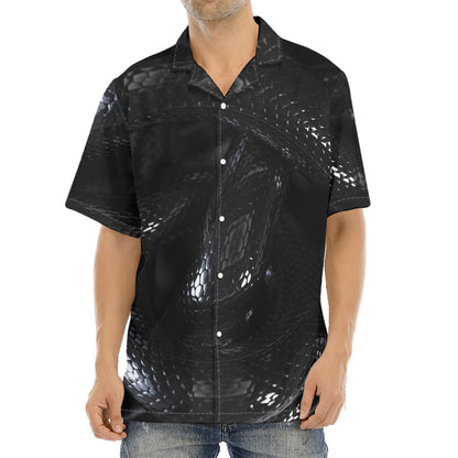 Black Snake Print Aloha Shirt
